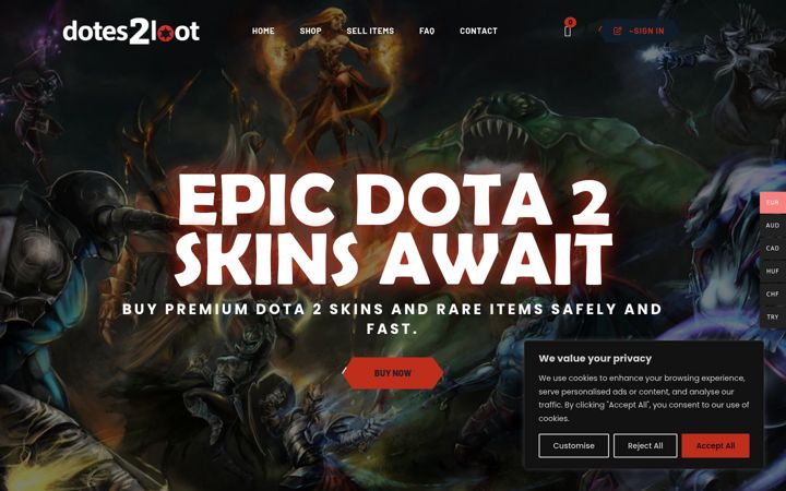 Screenshot di dotes2loot.org