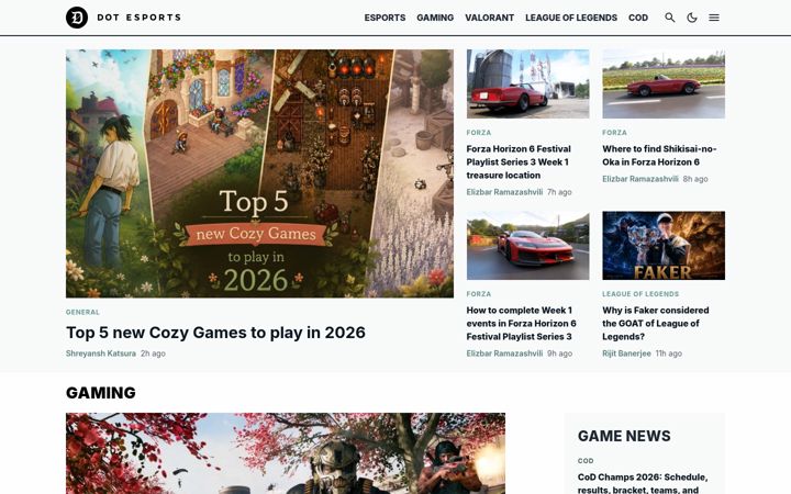 Screenshot von dotesports.com