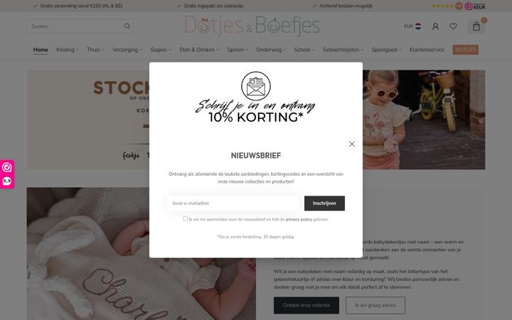 Screenshot of dotjesenboefjes.com