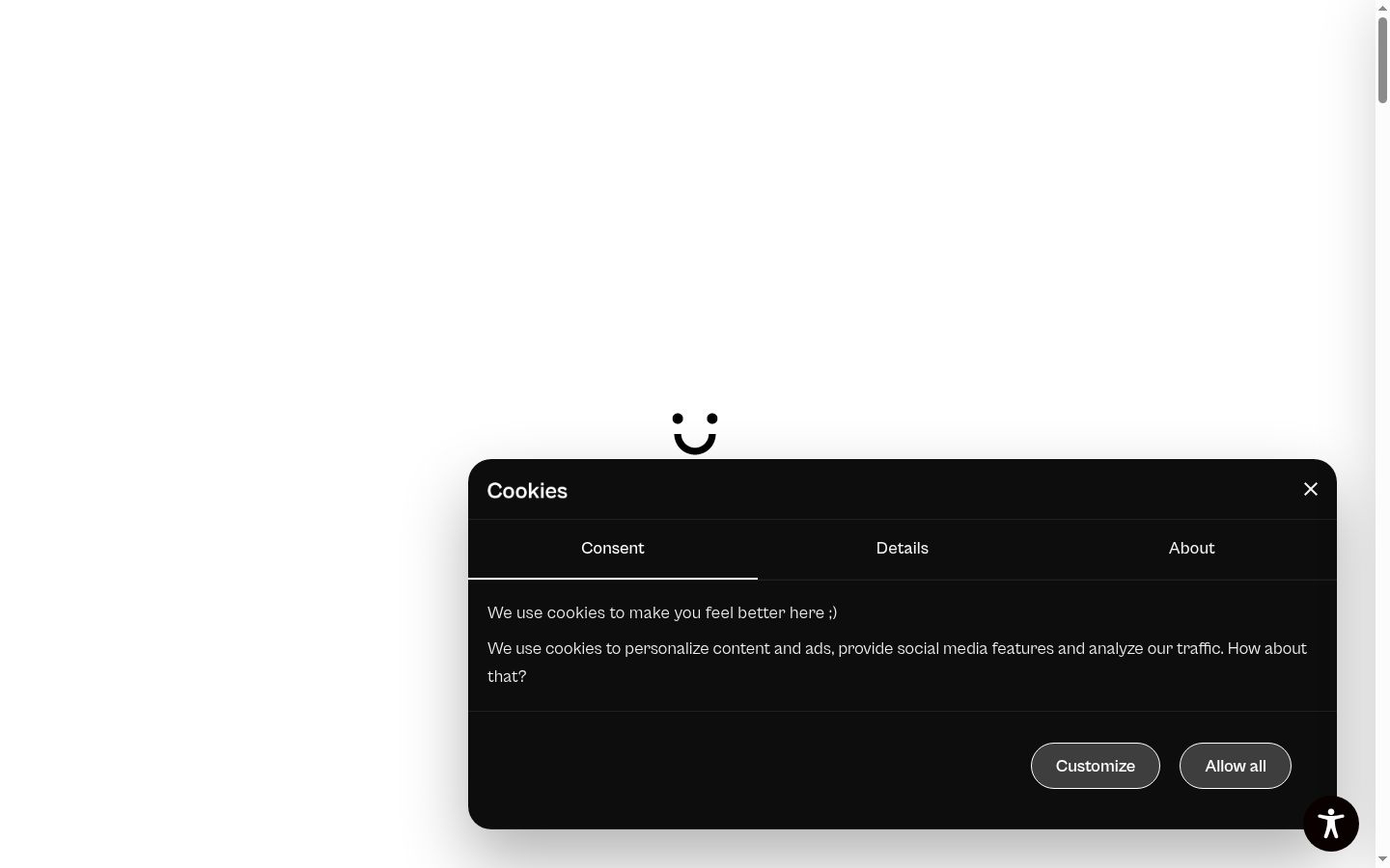 Screenshot of the consent banner shown before any interaction