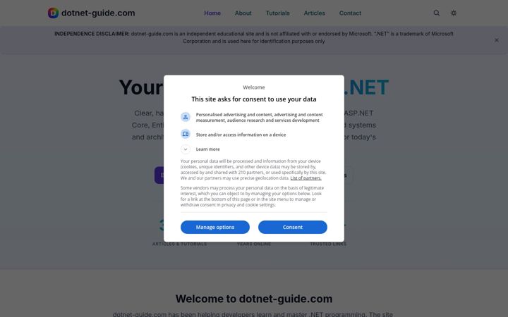 Screenshot of dotnet-guide.com