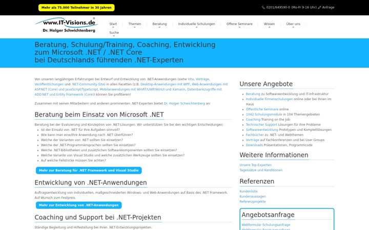 Screenshot of dotnet-workshop.de