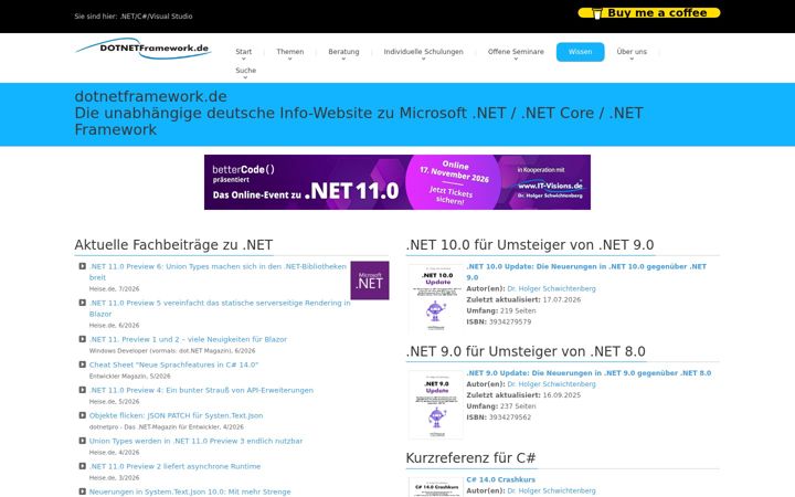 Screenshot of dotnetframework.de