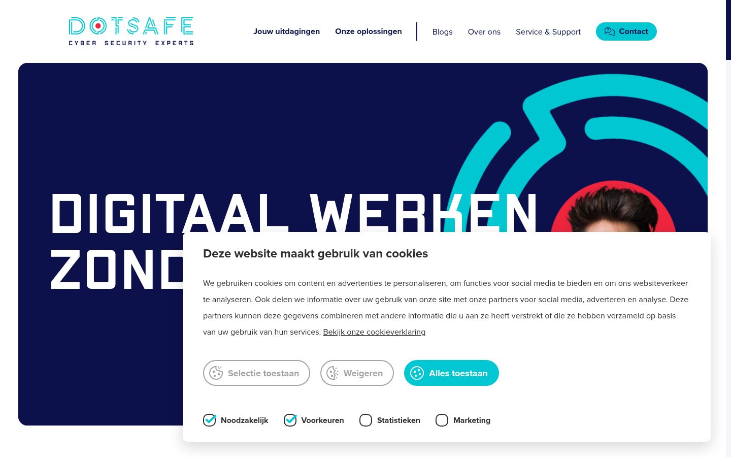 Captura de ecrã do banner de consentimento apresentado antes de qualquer interação