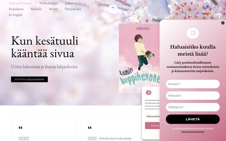 Snímek obrazovky dotsandcomms.fi