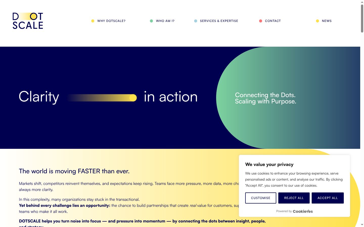 Screenshot of the consent banner shown before any interaction