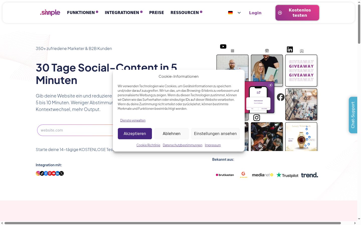 Screenshot of the consent banner shown before any interaction