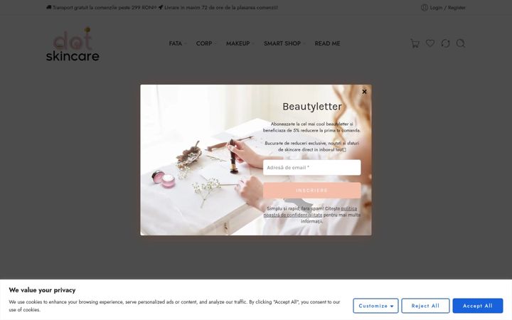 Screenshot of dotskincare.ro