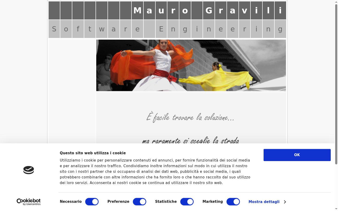 Screenshot del banner di consenso mostrato prima di qualsiasi interazione