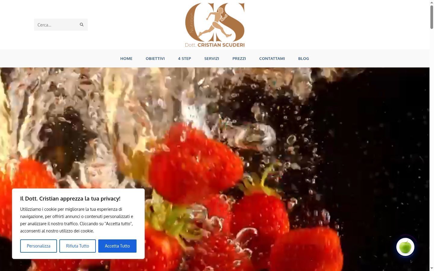 Screenshot del banner di consenso mostrato prima di qualsiasi interazione