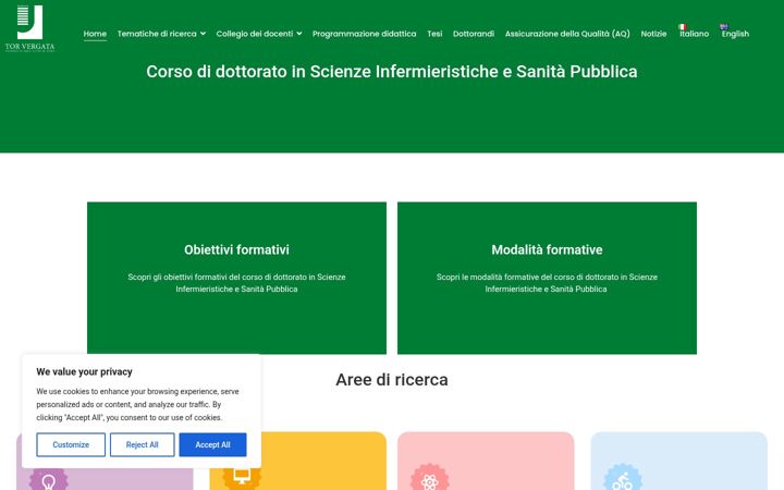 Screenshot ta' dottoratotorvergata.it