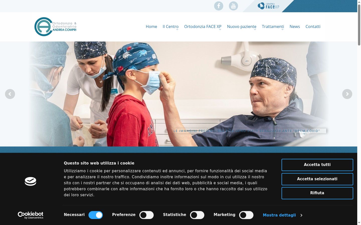 Screenshot del banner di consenso mostrato prima di qualsiasi interazione