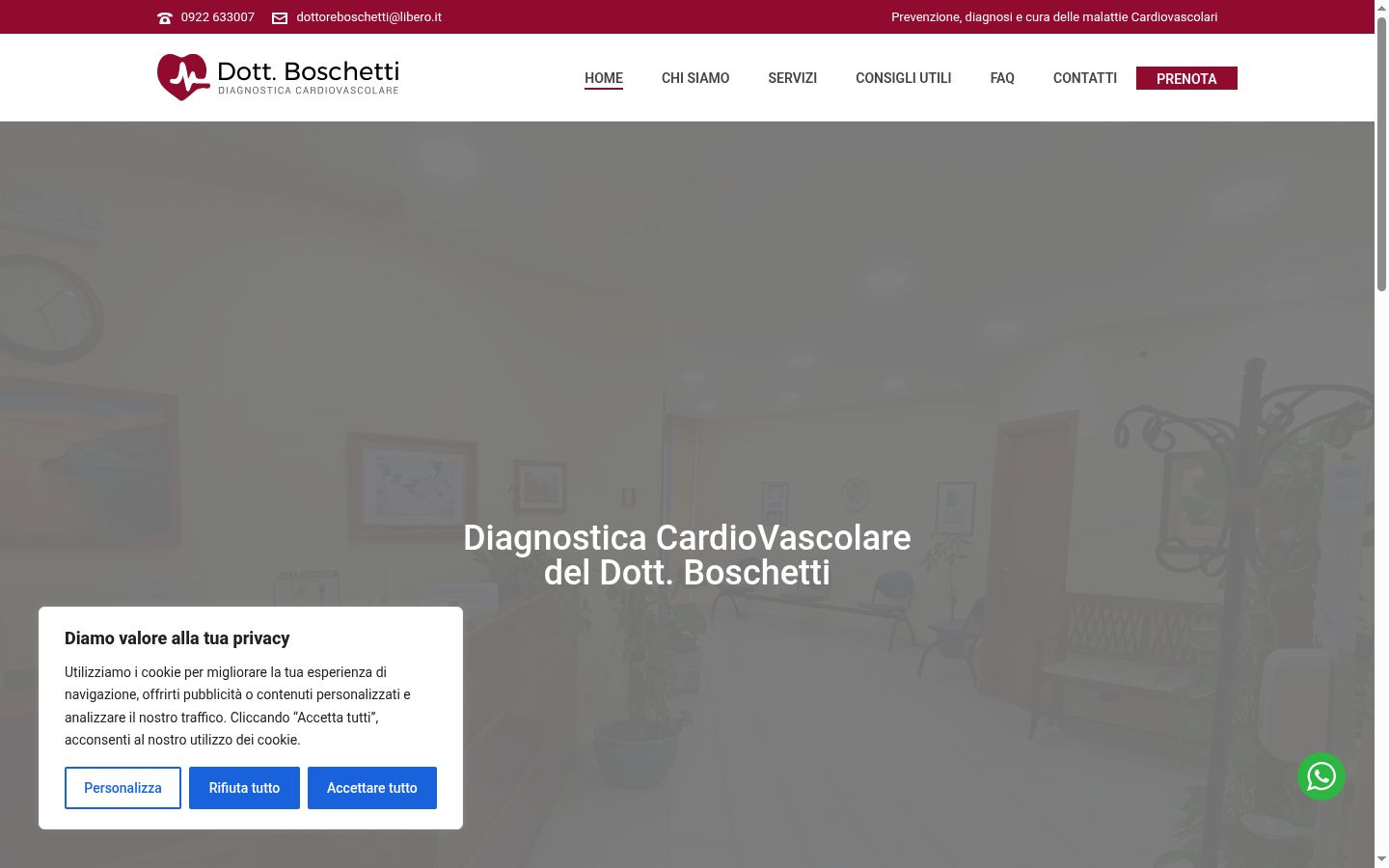 Screenshot del banner di consenso mostrato prima di qualsiasi interazione