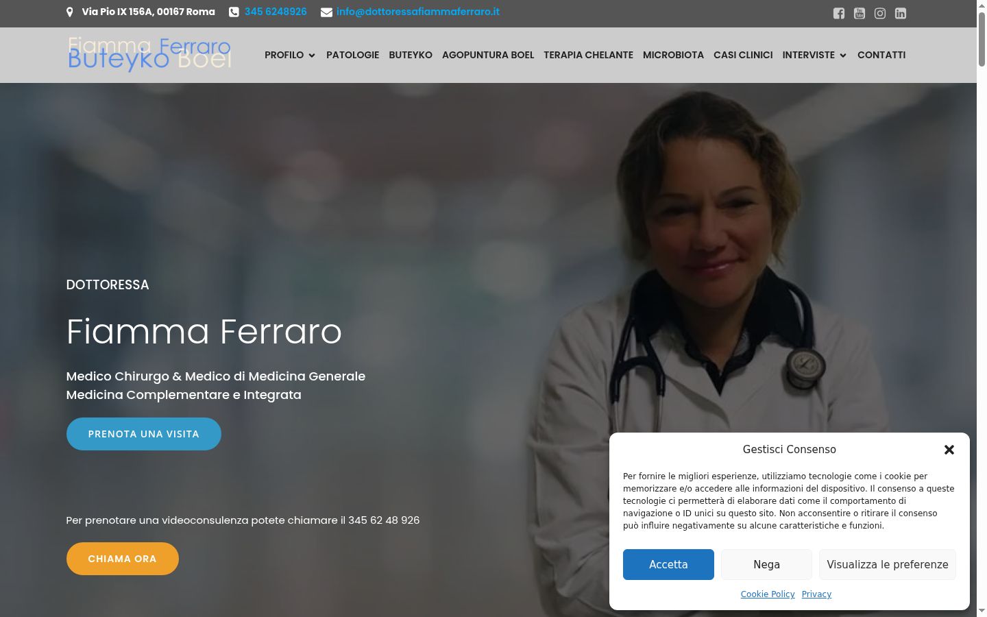 Screenshot del banner di consenso mostrato prima di qualsiasi interazione