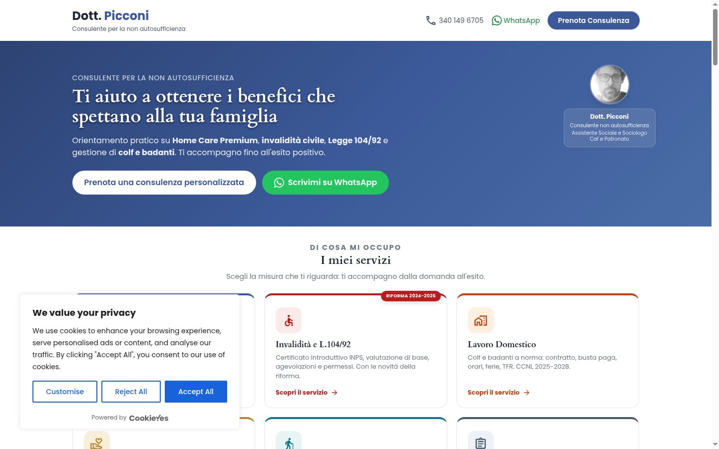 Screenshot of the consent banner shown before any interaction