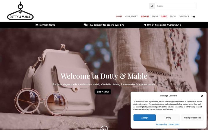 Snímek obrazovky dottyandmable.co.uk