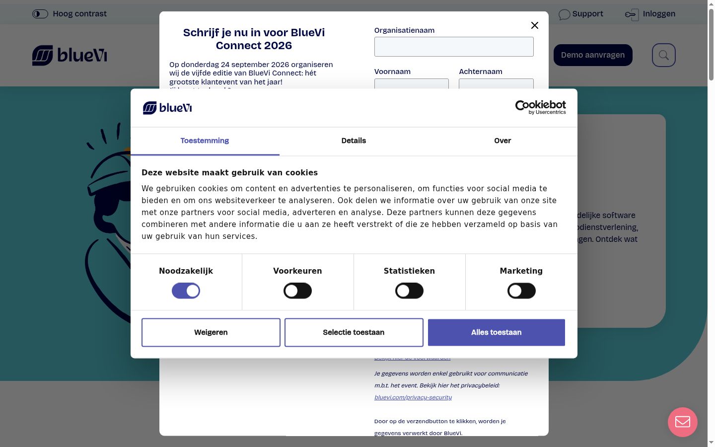 Screenshot del banner di consenso mostrato prima di qualsiasi interazione