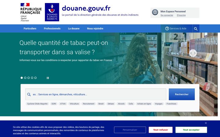 Screenshot of douane.gouv.fr