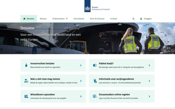 Screenshot of douane.nl