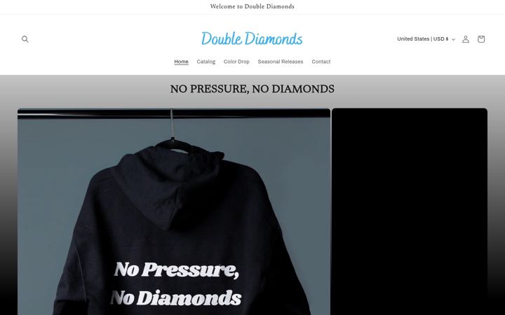 Kuvakaappaus sivustosta doublediamondstees.com