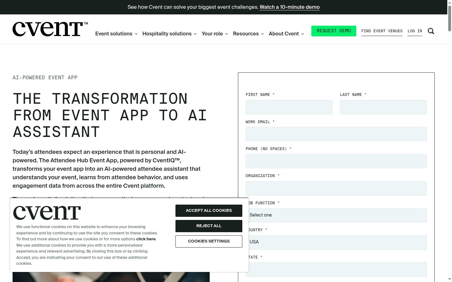 Screenshot of the consent banner shown before any interaction