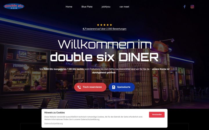 Screenshot von doublesixdiner.de