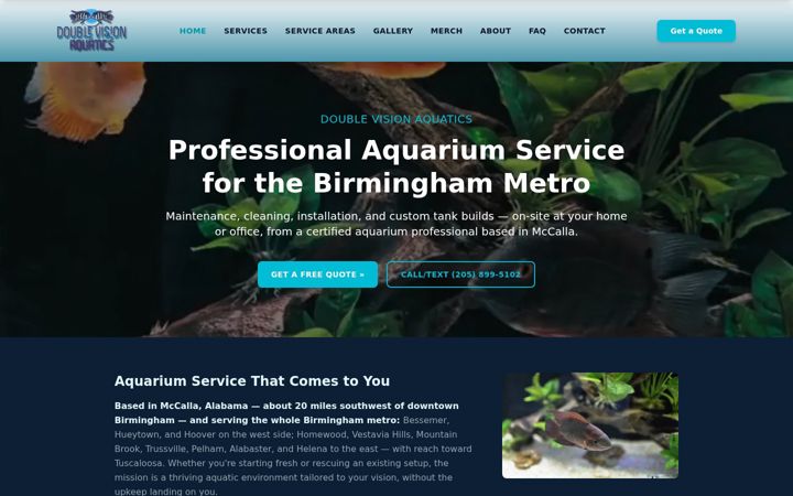 Screenshot of doublevisionaquatics.com