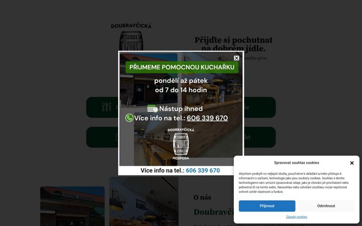 Snímek obrazovky doubravcicka.cz