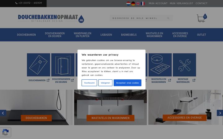 Kuvakaappaus sivustosta douchebakkenopmaat.nl