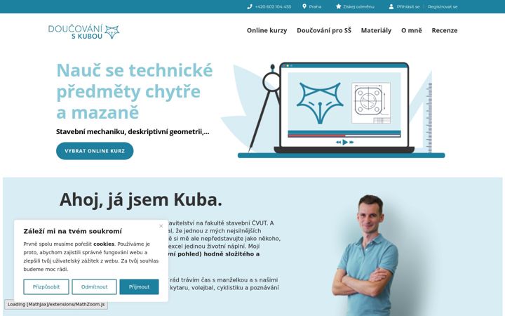 Snímek obrazovky doucovaniskubou.cz