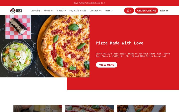 Screenshot of doughheadpizza.com