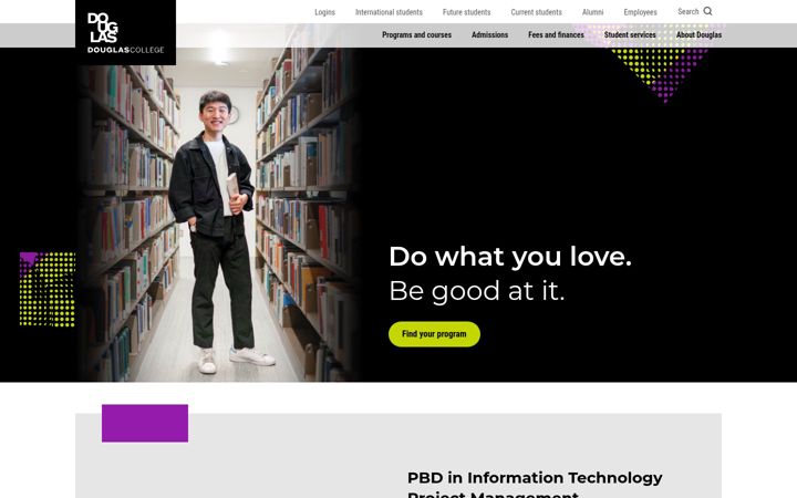 Screenshot of douglascollege.ca