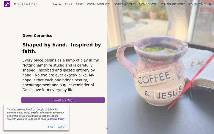 Screenshot of doveceramics.co.uk