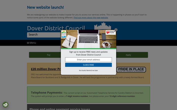 Screenshot of dover.gov.uk