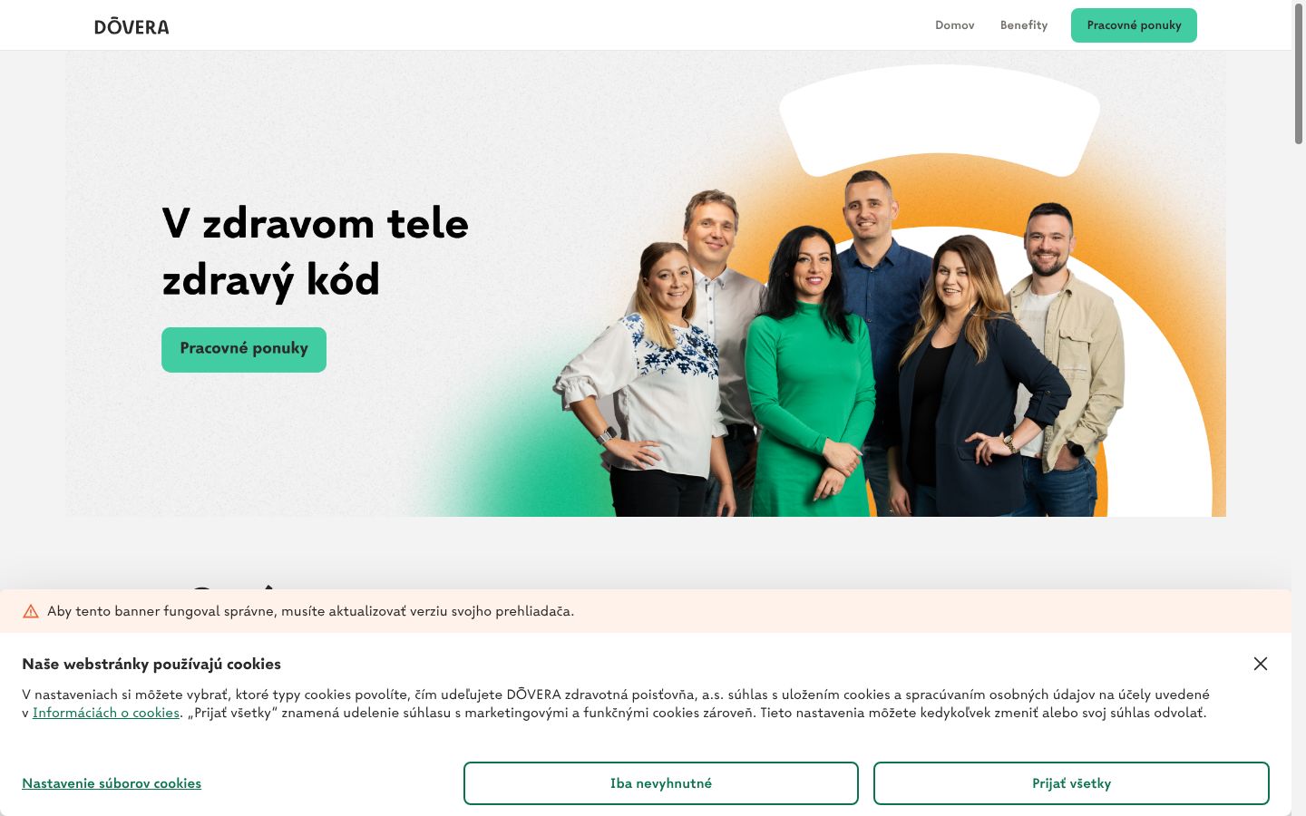 Ekrānuzņēmums ar piekrišanas baneri, kas tika rādīts pirms jebkādas mijiedarbības