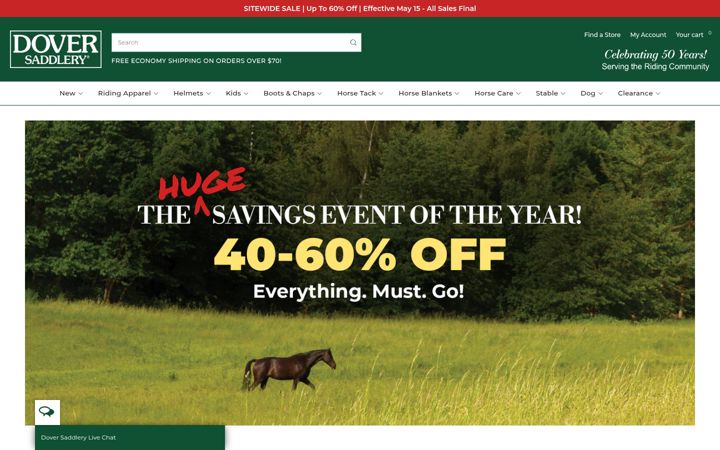 Screenshot of doversaddlery.com