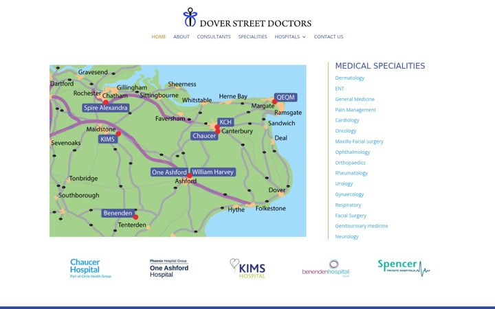 Snímek obrazovky doverstreetdoctors.org.uk