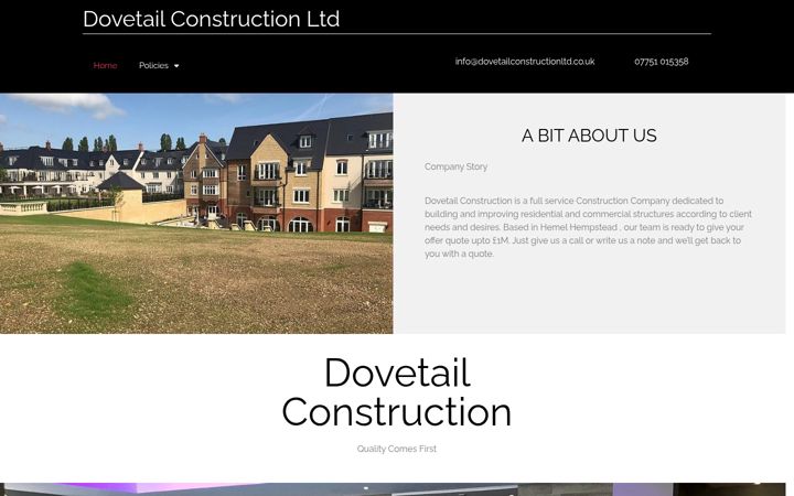 Screenshot of dovetailconstructionltd.co.uk