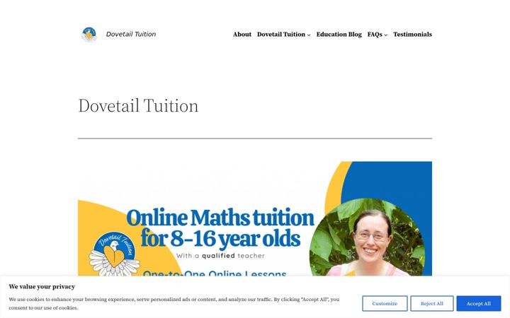 Screenshot of dovetailtuition.com
