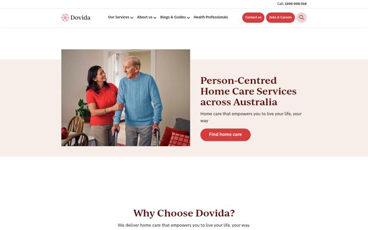 Kuvakaappaus sivustosta dovida.com.au