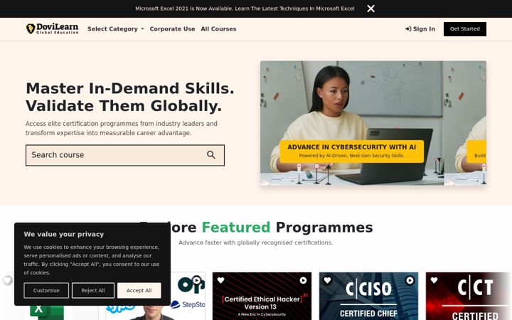 Screenshot of dovilearn.com