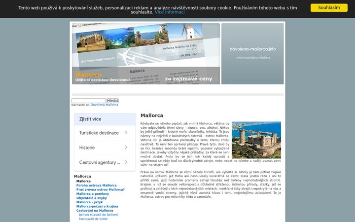 Kuvakaappaus sivustosta dovolena-mallorca.info