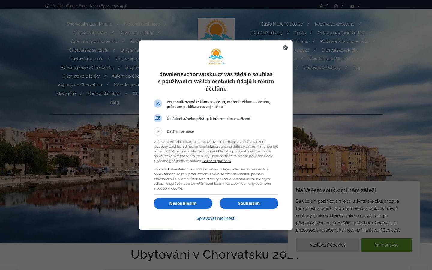 Snímek obrazovky baneru souhlasu zobrazeného před jakoukoli interakcí