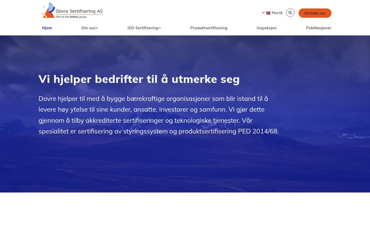 Skærmbillede af dovresertifisering.no