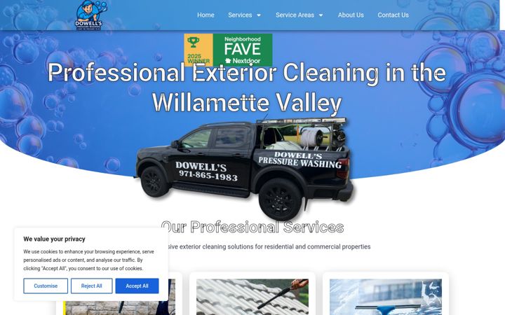 Screenshot of dowellspressurewashing.com