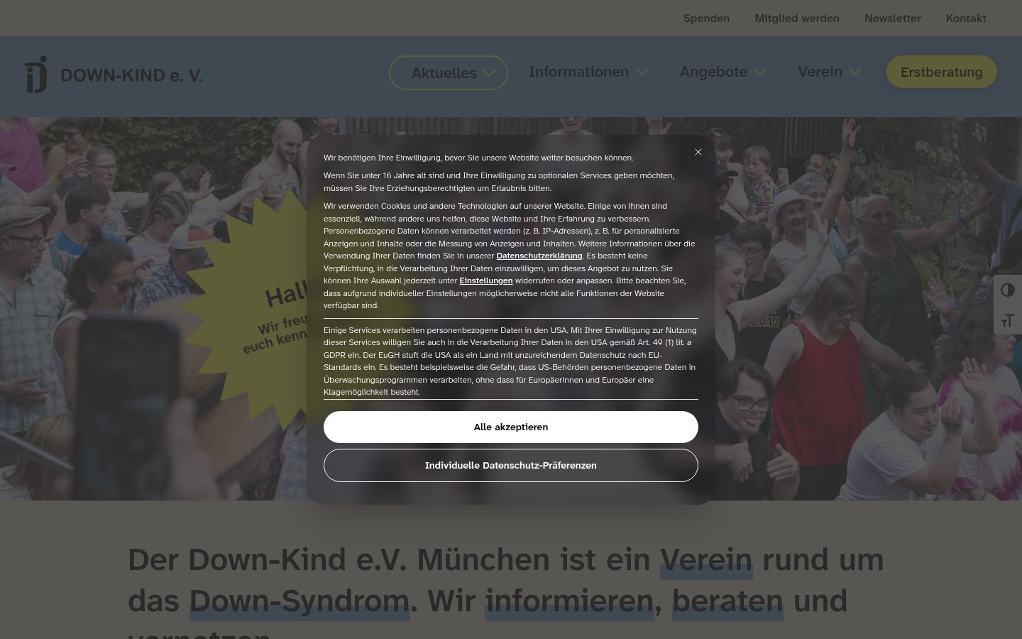 Sutikimo reklamjuostės, rodytos prieš bet kokią sąveiką, ekrano kopija