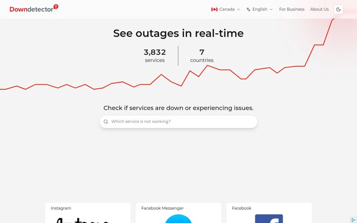 Screenshot of downdetector.ca