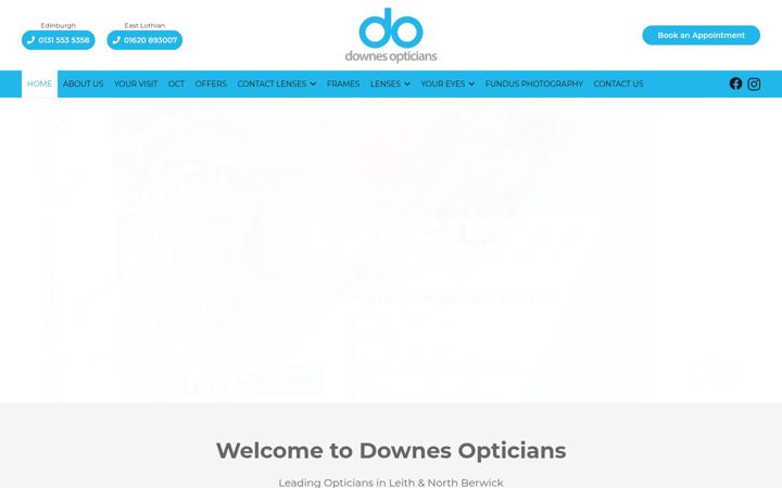 Screenshot of downesopticians.com