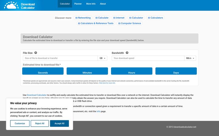 Screenshot of downloadcalculator.net