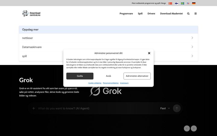 Skærmbillede af downloadcentral.no